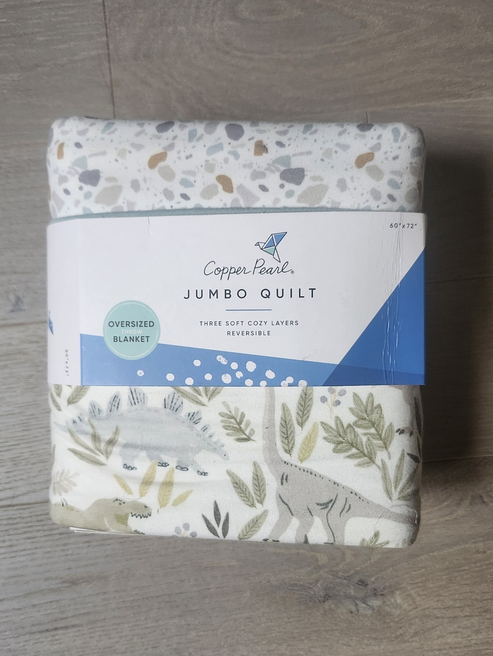 NWT Copper Pearl Premium Knit 3-Layer Stretchy Quilt Rex print  60×72"